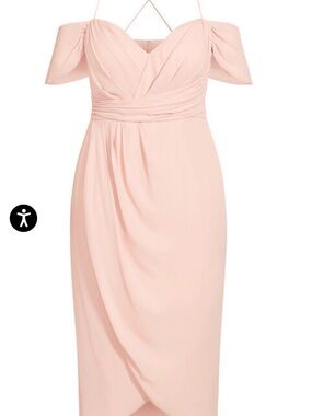 City Chic Blush One-Shoulder Draped Midi Dress